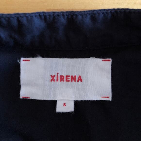 Xirena Aria Blouse Ruffle Black Gauze Split V-Neck Relaxed Fit Size Small EUC - Picture 4 of 7